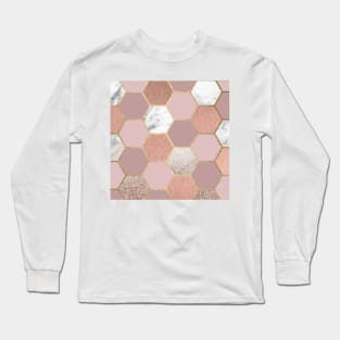 Indulgent desires rose gold marble Long Sleeve T-Shirt